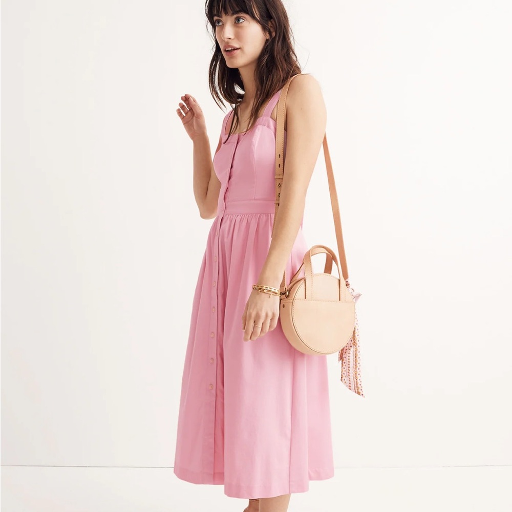 NWOT Madewell Pink Fleur Bow-Back Dress